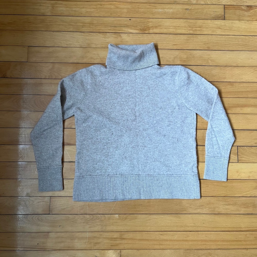 Bleu Gray Merino Wool Cashmere Turtleneck Sweater Beige Oatmeal Small 8118000